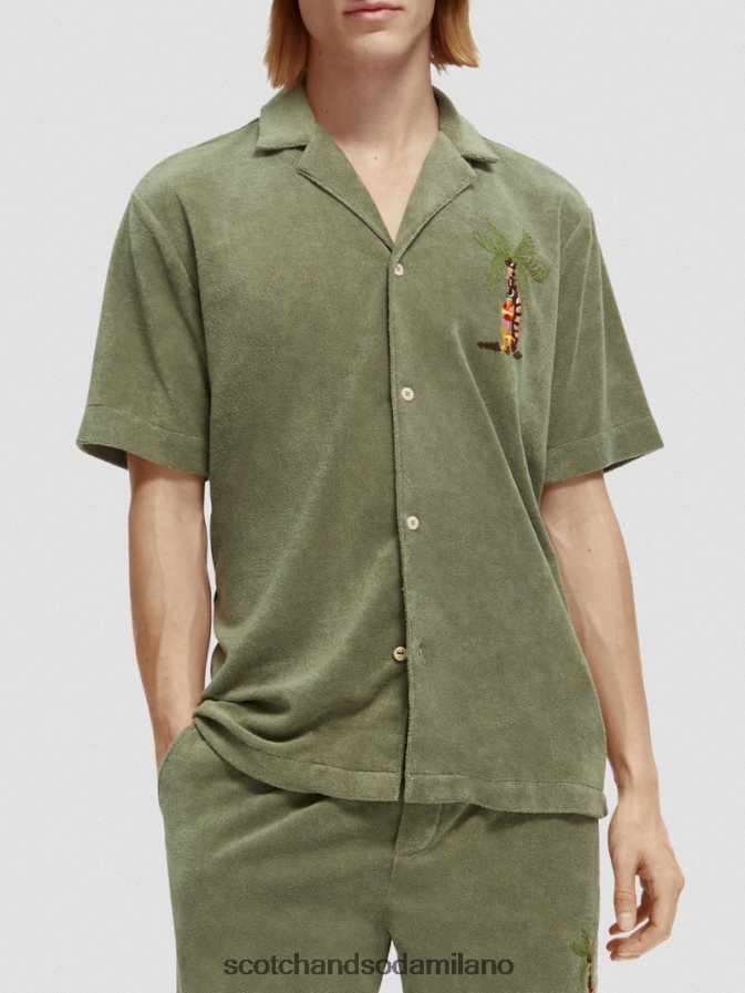 esercito vestiario uomini camicia da campo in spugna ricamata Scotch & Soda 2ZN40L295
