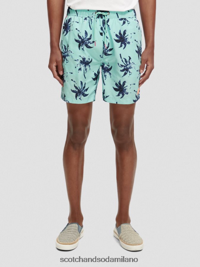 foglia di cera di menta aop vestiario uomini short da bagno stampato di media lunghezza Scotch & Soda 2ZN40L675