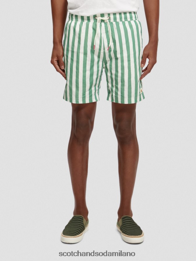 striscia di tintura verde per cravatta vestiario uomini pantaloncini da bagno di media lunghezza stampati Scotch & Soda 2ZN40L680
