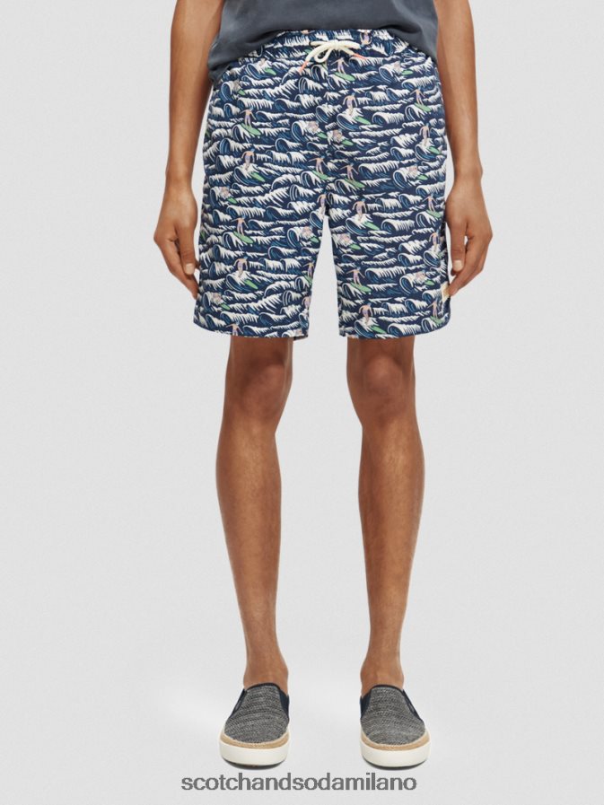 surf delle onde blu aop vestiario uomini costume da bagno lungo stampato Scotch & Soda 2ZN40L678